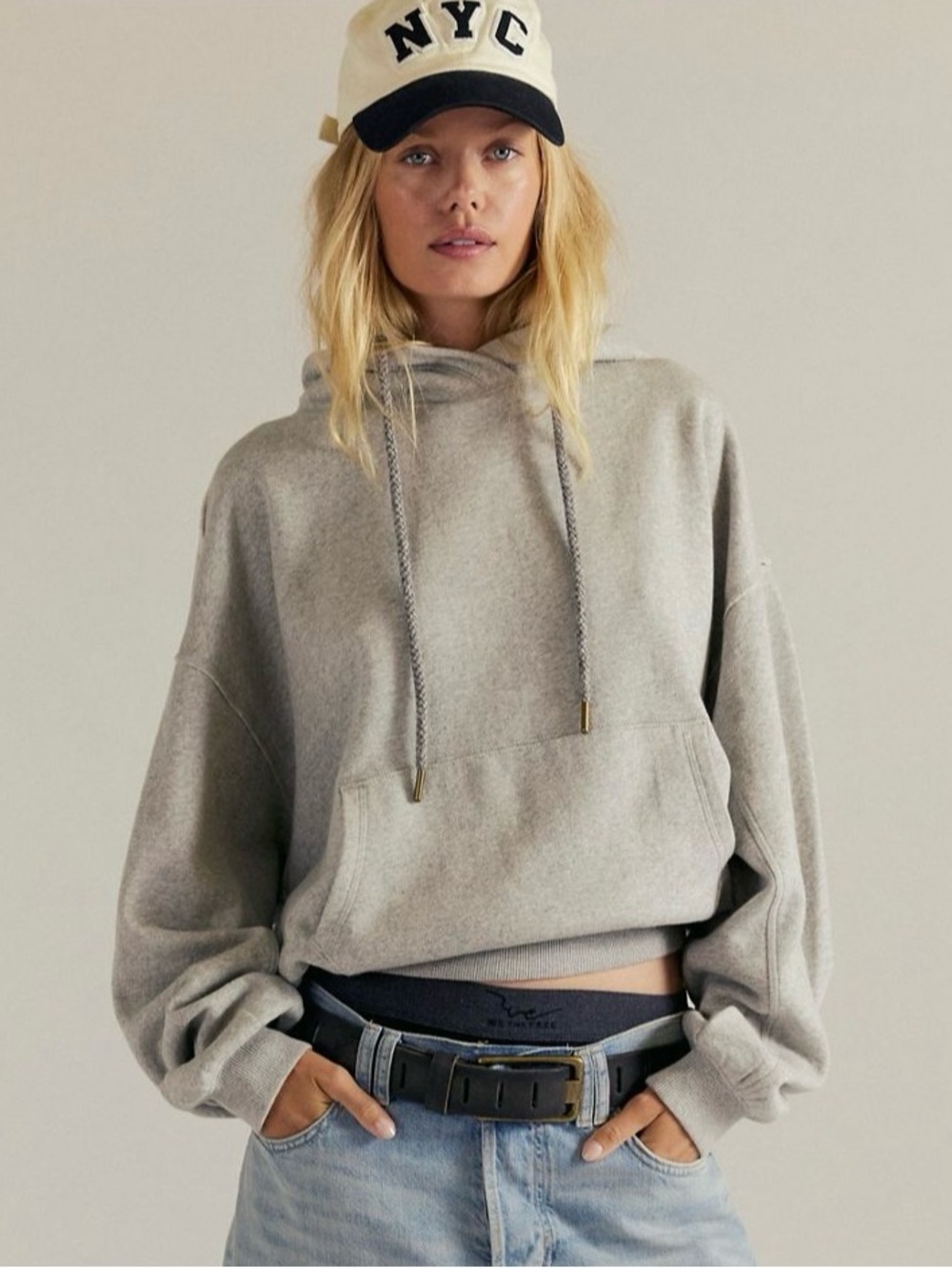NWT FREE PEOPLE WE THE FREE Of A Feather Hoodie | Heather Grey MSRP $98 Size S
